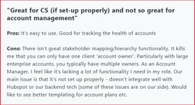 Great for CS (if set-up properly) and not so great for account management