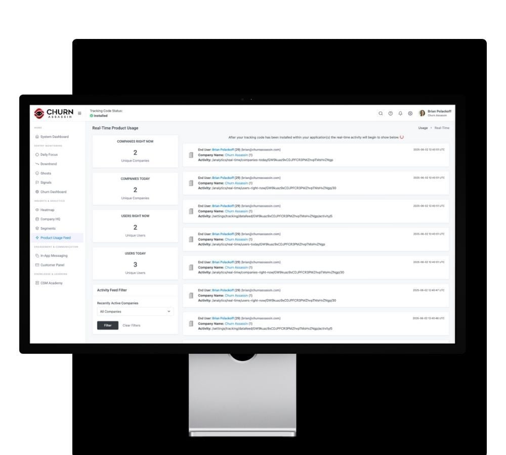 Churn Assassin Live Product Usage Feed