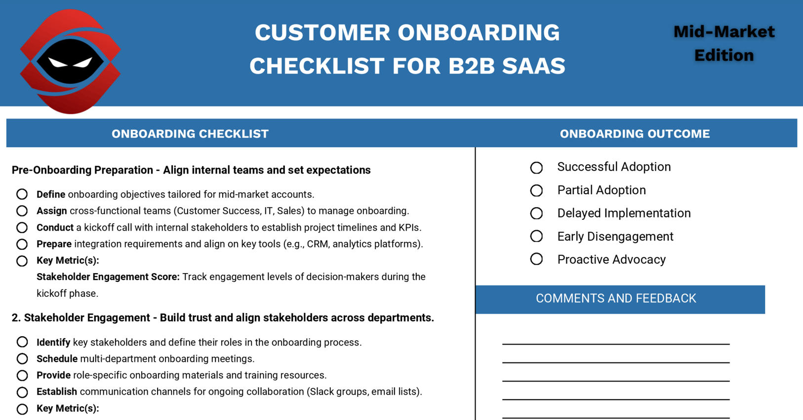 Customer Onboarding Checklist Screenshot - Mid-Market Edition