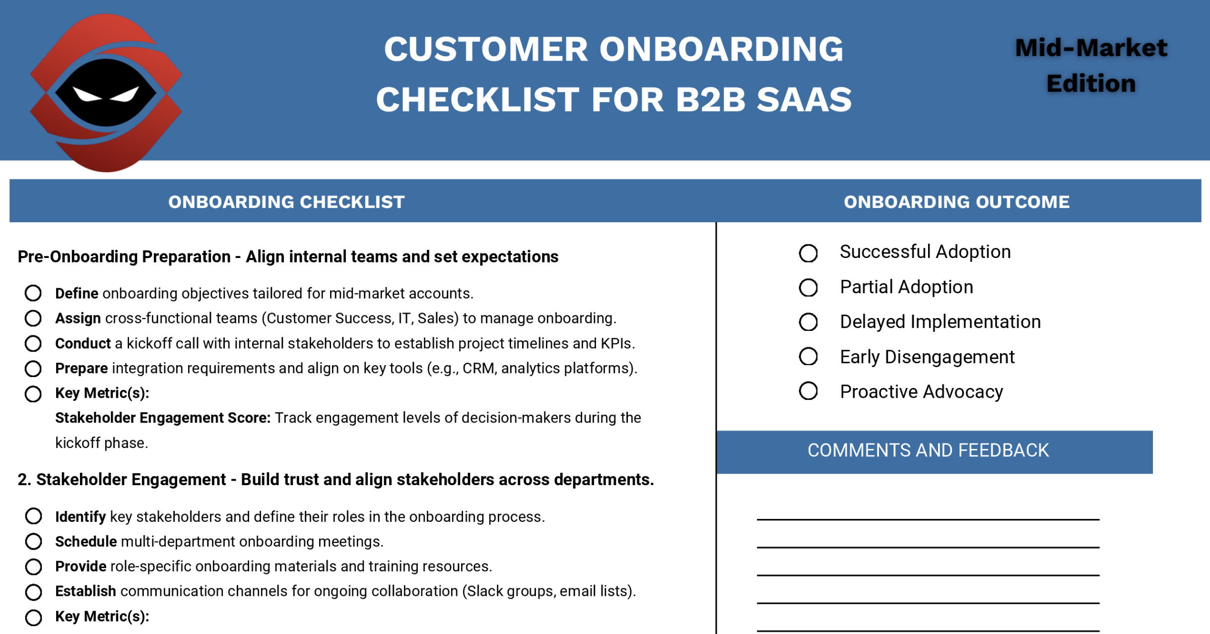 Customer Onboarding Checklist Screenshot - Mid-Market Edition